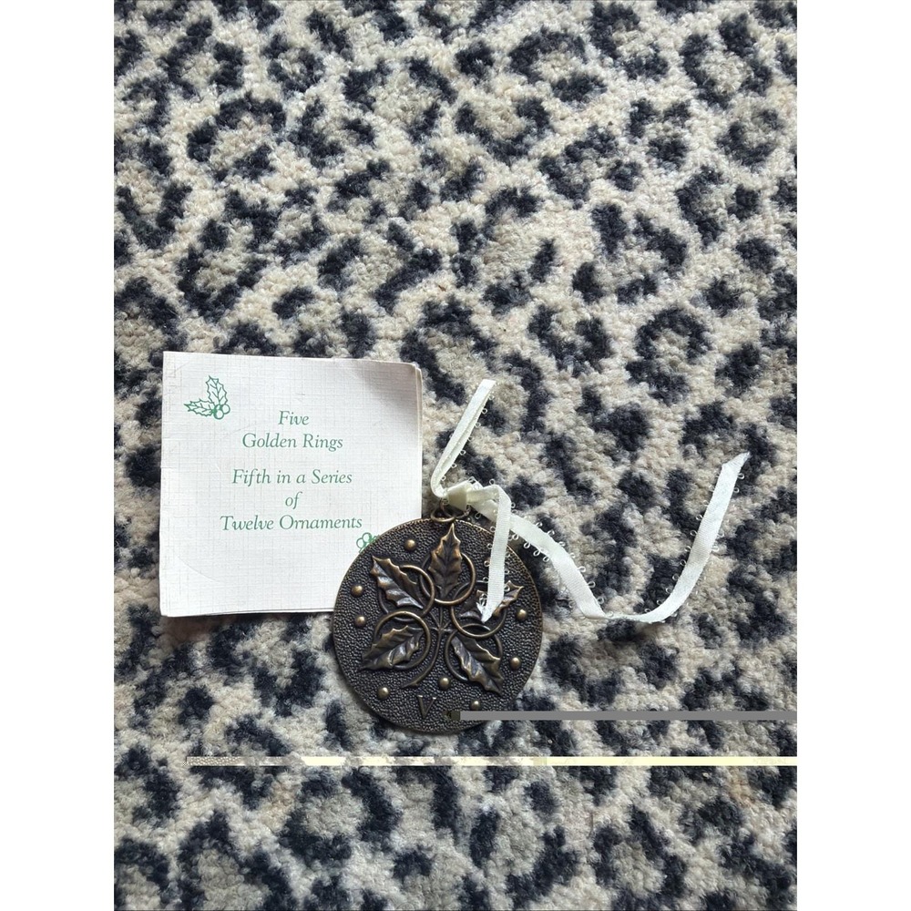 Bronze Christmas Ornament Matthews International Corp. 1991 "Five Golden Rings"